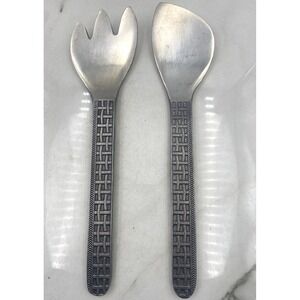Vintage Wilton Armetale Salad Serving Set Fork and Spoon Metal Modern 13" Long
